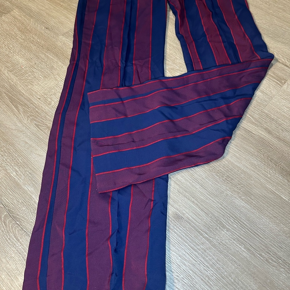 Express Striped Wide Leg Pants Super High Rise Long Inseam Size 0R - Picture 6 of 6